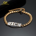 Именной браслет и браслет на заказ, 18 К, двойное покрытие из нержавеющей стали, ювелирные изделия, персонализированный Рождественский подарок для женщинмужчин