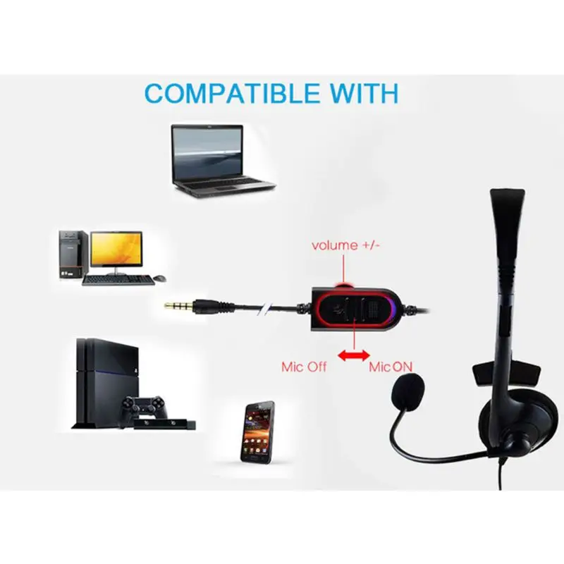 

Single-Sided Wired Headphone Headset with Noise Canceling Mic Clear Headphones 19QA