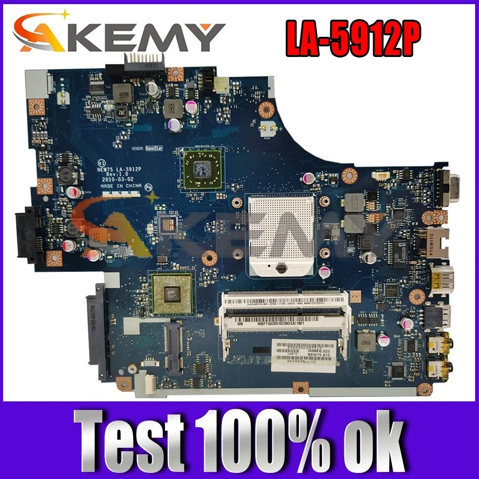 

NEW75 LA-5912P Mainboard + heatsink + CPU=LA-5911P For ACER Aspire 5251 5552G 5551G Laptop motherboard MBBL002001 100% Test OK