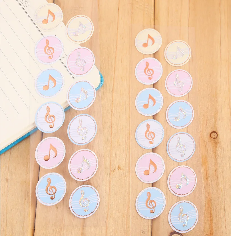 musical note B 2 set 2 set Decorative Vintage Journal Diary Gold Paper Flower Plant Stickers Scrapbooking Flakes Stationery - Цвет: musical note B 2 set