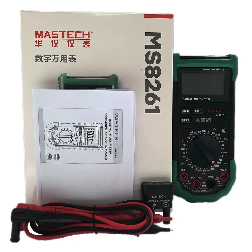 MASTECH MS8261 Digital Multimeter 3 1/2 AC DC V/ACapacitance Resistance Transistor Tester Meter