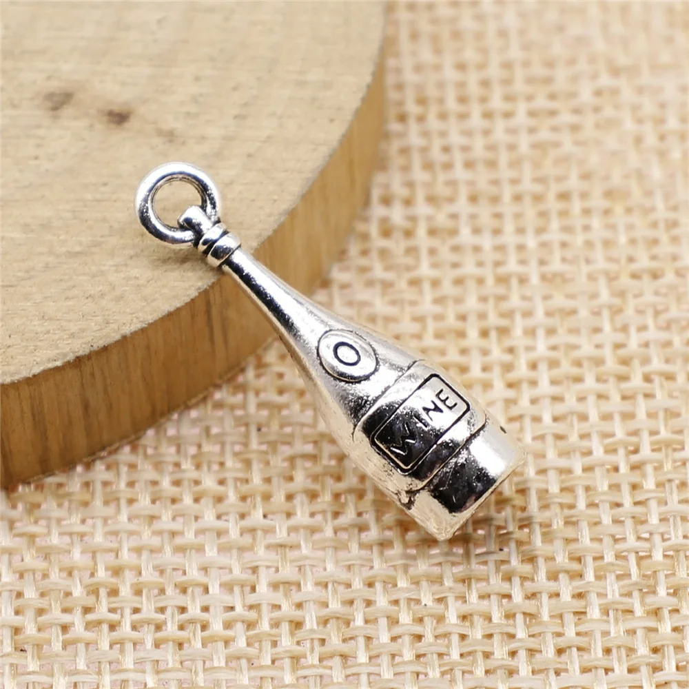 

4Pcs 8x27mm Antique Silver Color Wine Bottle Charms For DIY Jewelry Making DIY Handmade Jewelry