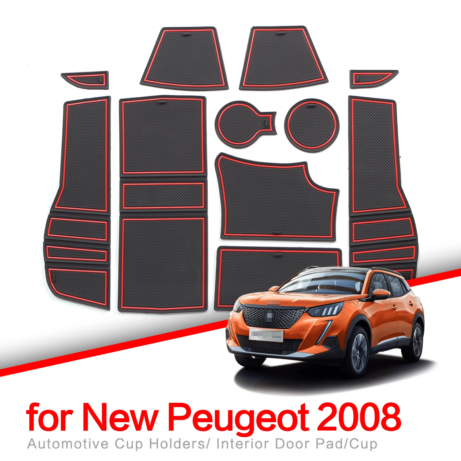 

Противоскользящий коврик для ворот и чашек для Peugeot 2008 e-2008 GT Line 2020, коврик для межкомнатных дверей/чашек, нескользящий коврик, аксессуары для...