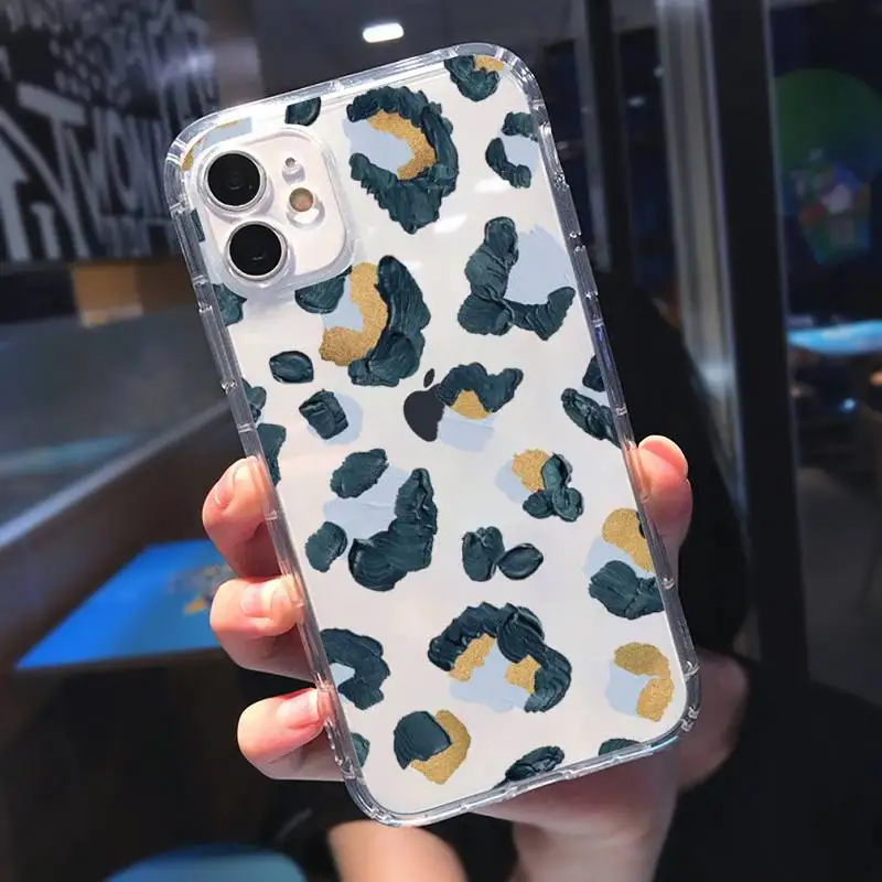 

Leopard Print Phone Case Transparent for Clear iPhone 11 12 mini pro 8 7 6 6S XS MAX Plus X 5S SE 2020 XR