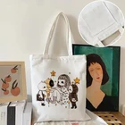Холщовая Сумка в стиле японского панка, винтажная, с изображением каваи аниме, повседневная сумка-шоппер в стиле Харадзюку, милые женские сумки на плечо большой емкости