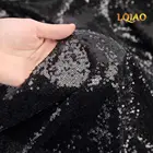 7 ярдов 3 мм африканская блестящая вышитая черная ткань с пайетками для свадьбы Вечерниефонаскатерти для украшения рукоделия шитья