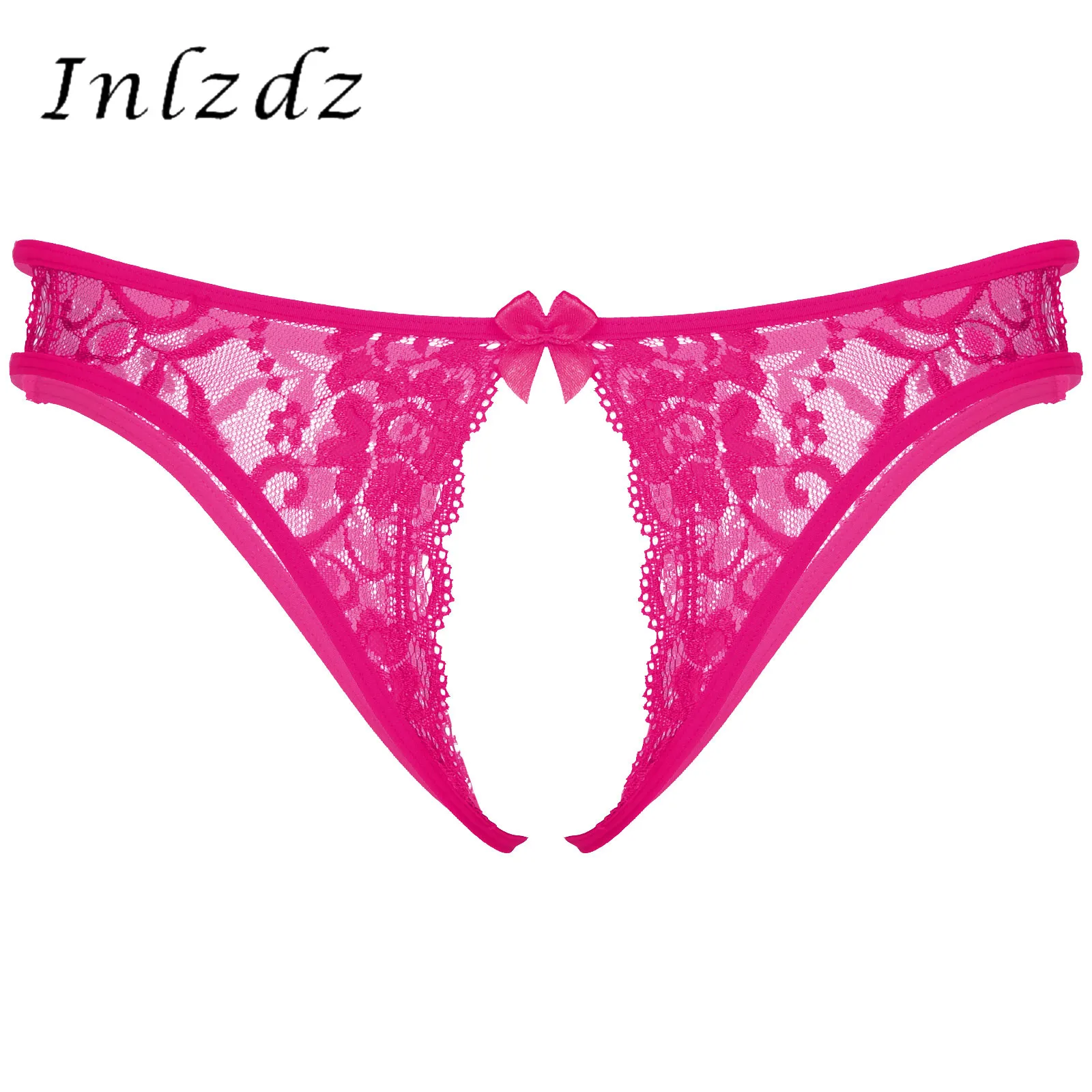 

Lingerie Crotchless Sissy Panties Mens Floral Lace Underwear T-back Briefs Nightwear Hollow Out Low Waist Sexy Thong Underpants