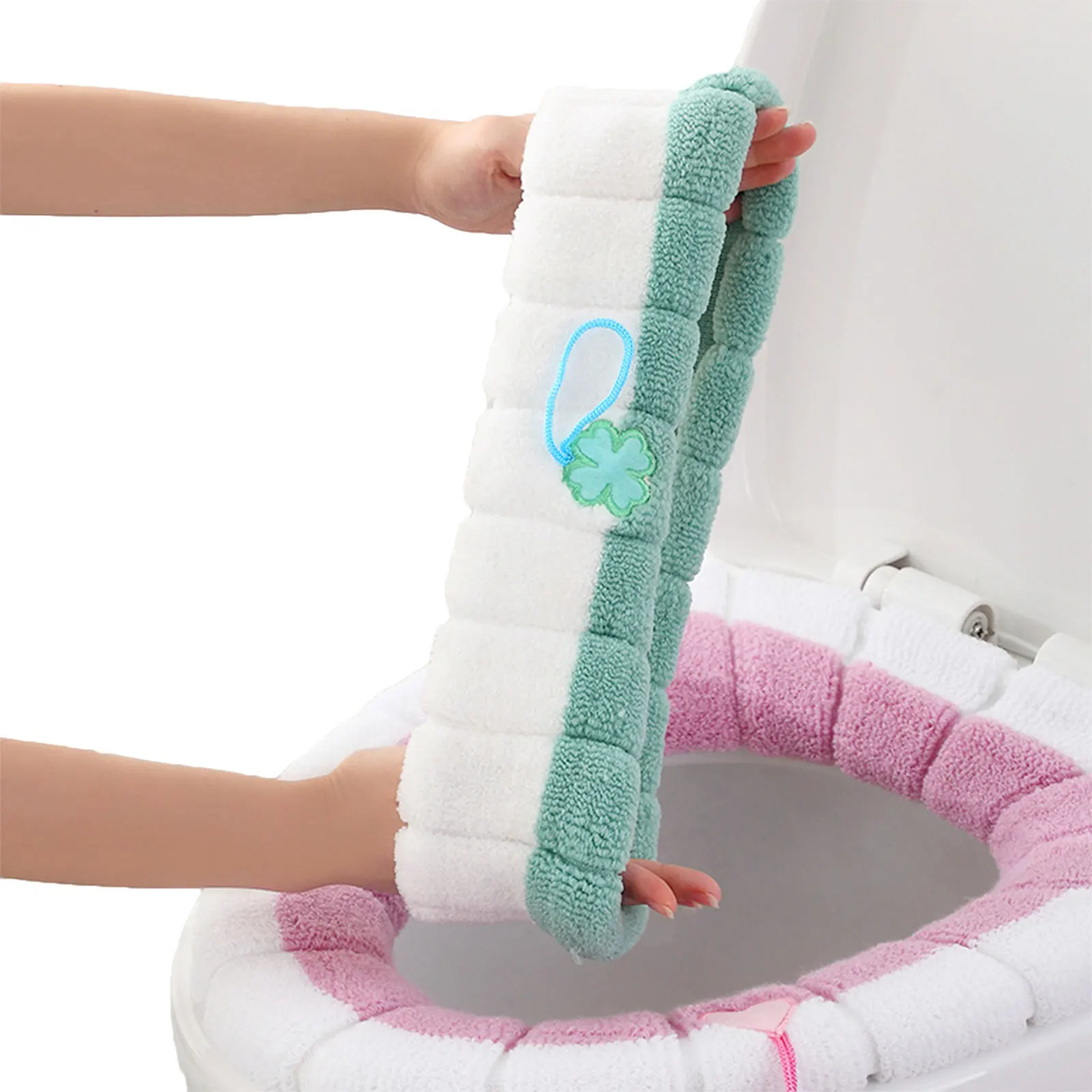 Плюшевая подушка для сиденья унитаза портативная ручка с милым персиковым