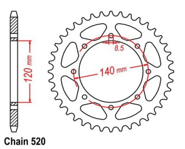 520 43T Motorcycle Rear Sprocket For KAWASAKI KLR650 Tengai 1987-2001 KLE500 1991-2007 KLE400 | Автомобили и мотоциклы