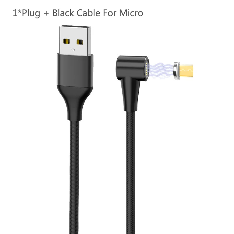 Black For Micro Магнитный кабель Micro USB кабель 90 DegreeType C Быстрая зарядка Кабо Для samsung S9 S10 huawei P30 P20 USB C Microusb кабель передачи данных C - Цвет: Black For Micro