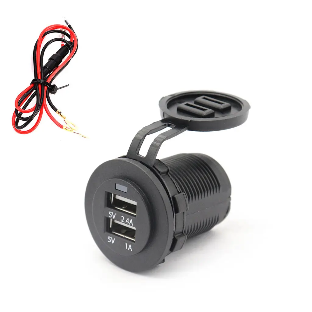 

Универсальное автомобильное зарядное устройство с 2 разъемами USB и водонепроницаемой крышкой
