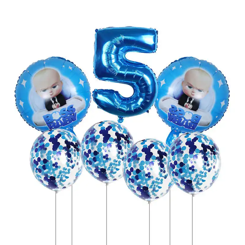 

7pcs Boss Baby Balloon 30inch Number Foil Balloons Baby Shower 1 2 3 4 5 6st Birthday Party Decoration Cartoon Helium Globos