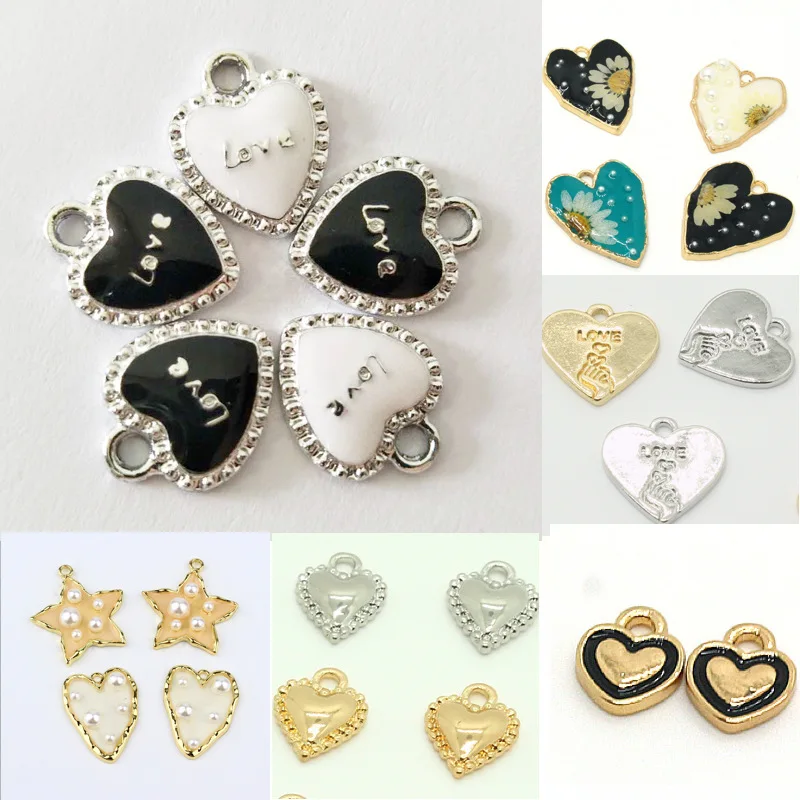 

50pcs gold color silver color alloy cute heart charm DIY star pendants for headdress accessories wedding Jewelry handmade