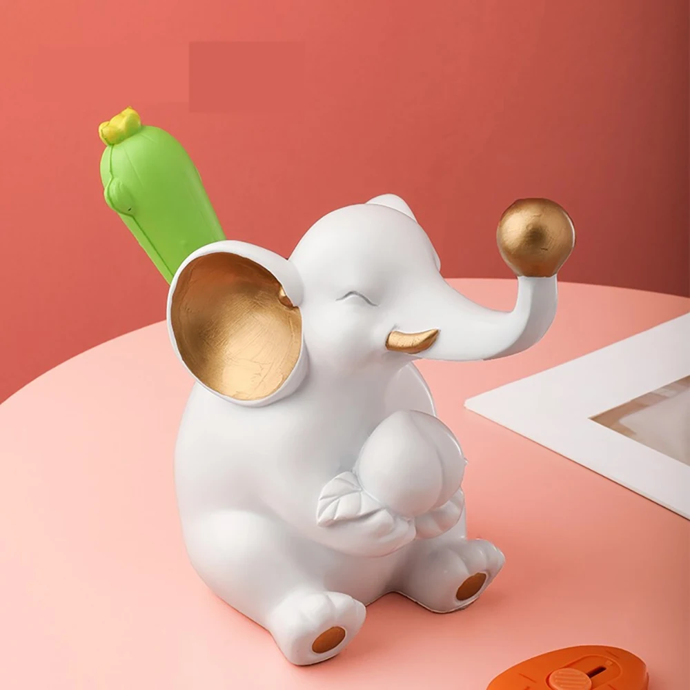 

Милый слон, статуэтка из смолы, держатель для ручек, канцелярская коробка для дома, кабинета, украшение для детской спальни, детские подарки ...