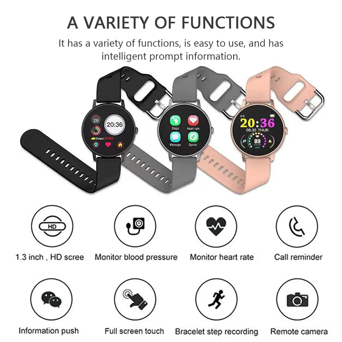 

2021 Full Touch Smart Watch Men Blood Pressure Heart Rate Monitor Round Smartwatch Women Waterproof Sports Clock for Android IOS