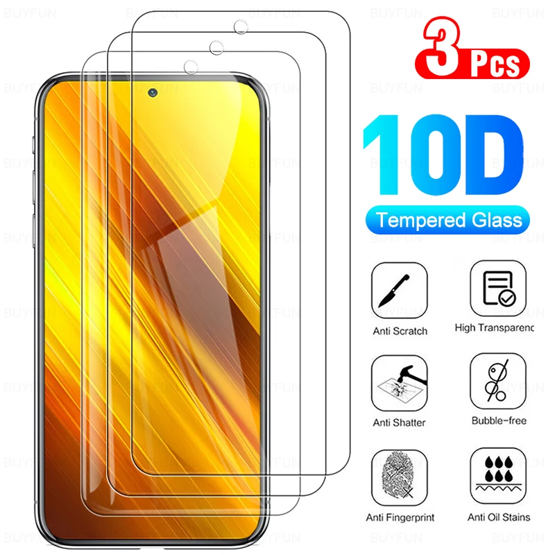

3PCS Screen Protector Protective Glass For Xiaomi Poco x3 nfc X3 pro gt Pocophone F1 xiao mi xiome Anti-scratch HD Tempered Film