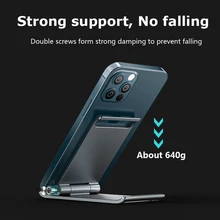 Stepless Gear Adjustable Phone Holder Protable Aluminmu Alloy Lightweight For Mobile Tablet Under 13 Inches Antiskid Strong