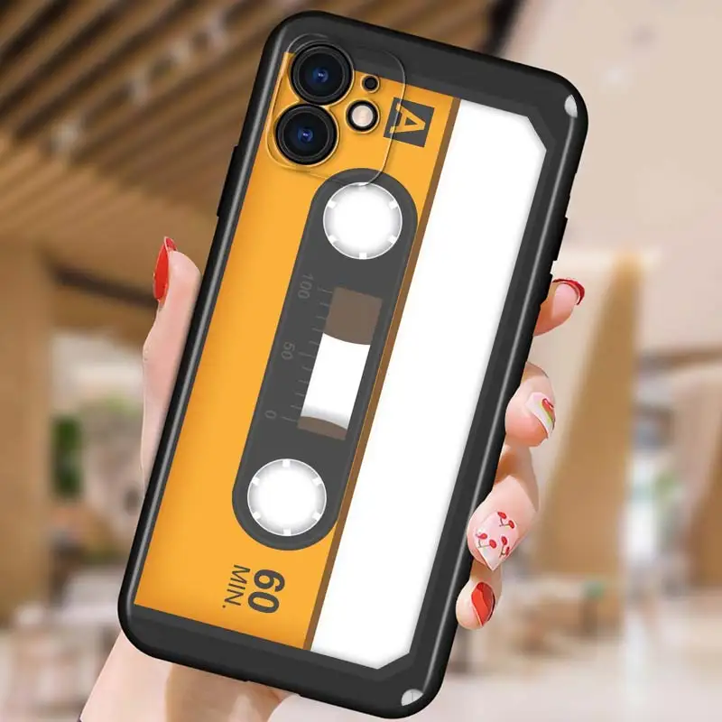 

Classical Old Cassette for iPhone 5 5S 6 7 8 X XR XS 11 SE 12 2020 mini Plus Pro MAX TPU Black Soft Cover