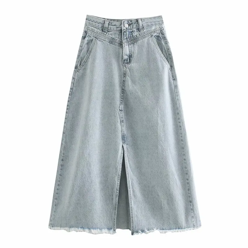 

1472 fall speed sell through wholesale in Europe and the United States women's new flash cowboy long skirts