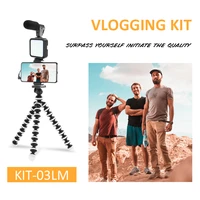 studio kits video shooting photography suit with microphone led fill light tripod for smartphone camera universal live recording