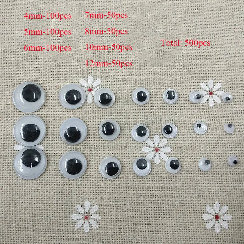 Mixed Size crafts 500pcs/lot Mixed Not Self-adhesive Eyes DIY For Toys Dolls Googly Wiggly Eyeballs Scrapbooking Accessor - Цвет: Mixed Size