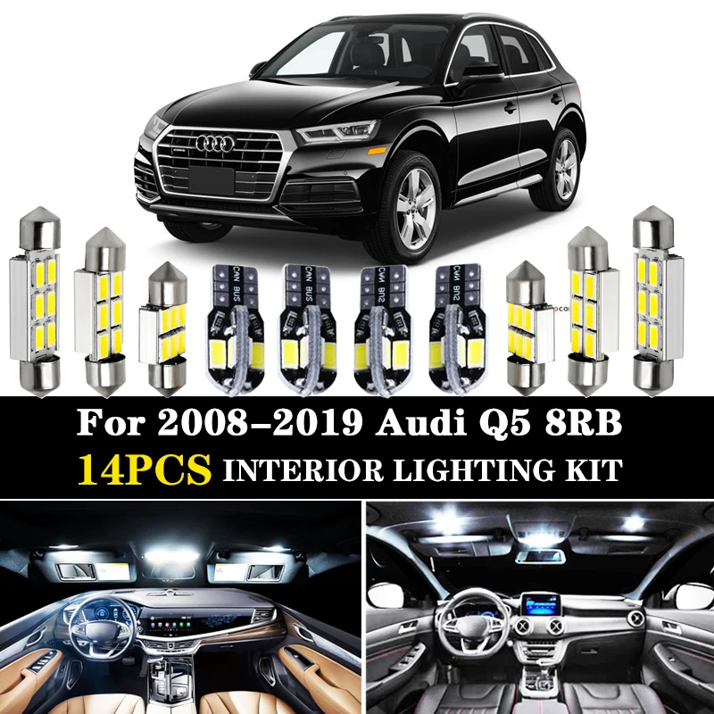 14 шт. белые светодиодные с Canbus комплект ламп для салона автомобиля Audi Q5 8RB 2008 2016 2017