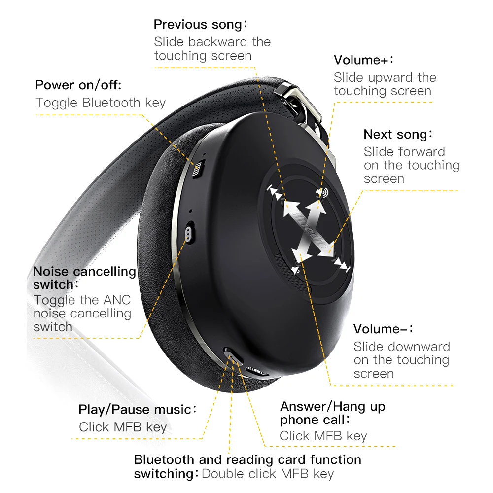 

Bluedio Headphone Noise Cancelling H2 Bluetooth 5.0 Headset with Mic Wireless Sports Head Earphone for Game Running Commute