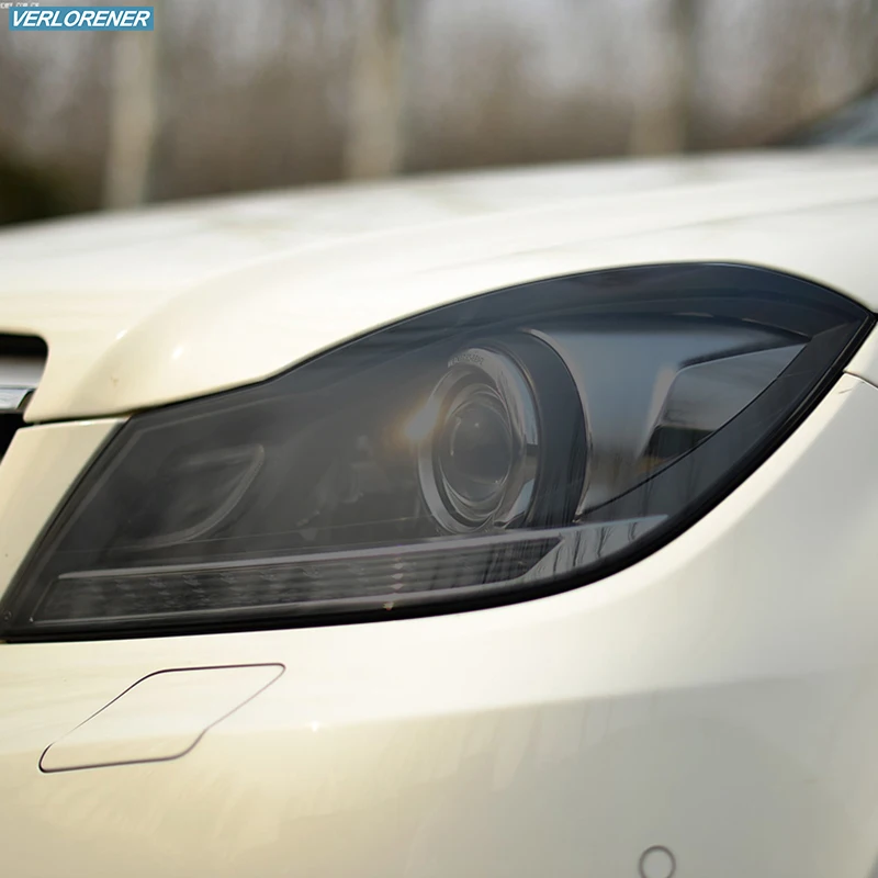 

Car Headlight Protective Film Smoked Black Tint Wrap Vinyl Transparent TPU Sticker For Mercedes Benz C Class W204 C63 2011-2014