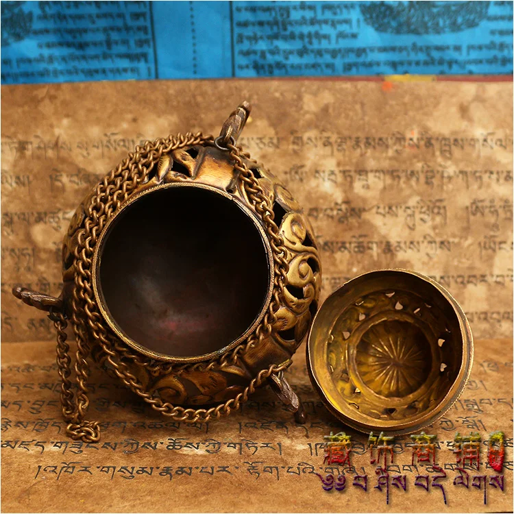 Непальская подвесная курильница из чистой меди/коробка для благовоний скрытая