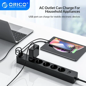 orico 35 ac2 usb power strip electronic socket surge protector eu plug extension smart home office socket wall mounted charger free global shipping