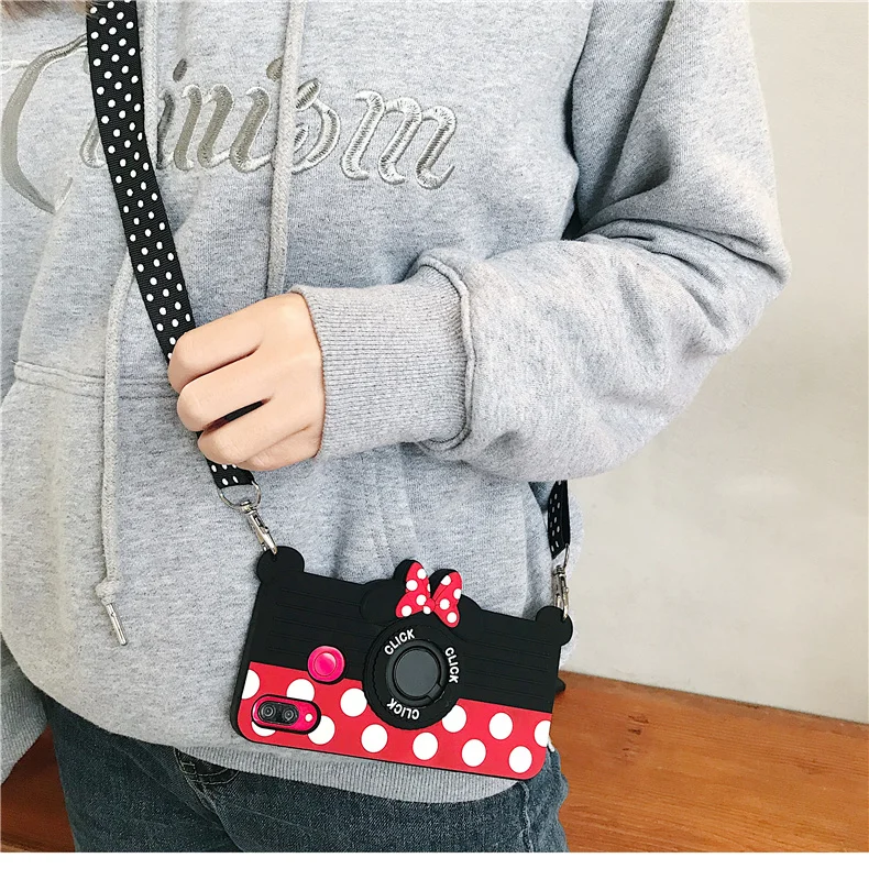 red Милый 3D мультфильм милый Минни камера чехол для huawei P20/P30/Pro/mate 20 Pro/Nova 4 Fundas Мягкий силиконовый чехол для телефона - Цвет: red