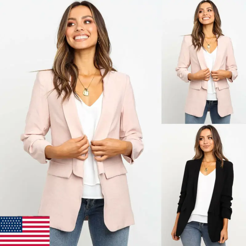 2019 Fashion Women Slim Casual Business Blazer Suit Work Jacket Top Outwear Long Sleeve Career Formal Coat Cardigan | Женская одежда