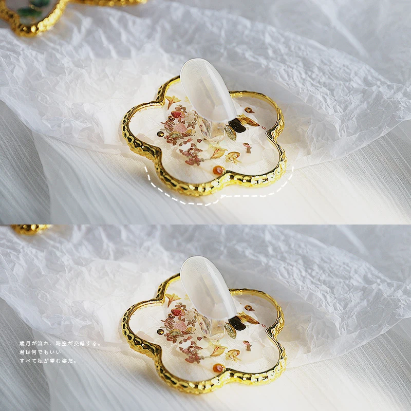 

1pc Nail Showing Shelf Transparent Resin With Golden Edge Nail Color Painting Palette Agate 5*5cm Nail Art Display Showing H&*&