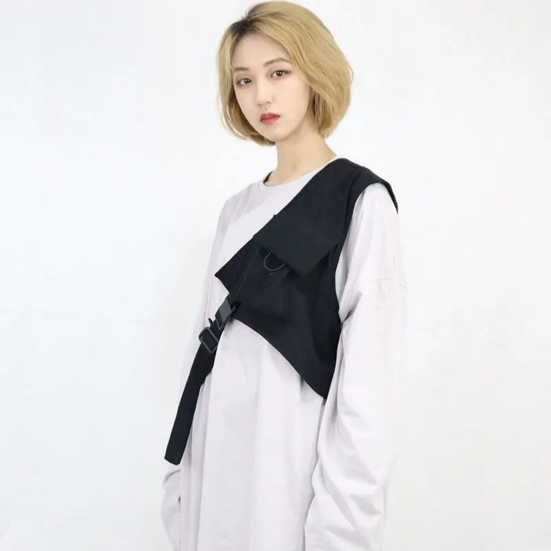 

new Solid black Vest Outwear detachable saddle for men women fashion punk tops Tactics clothes top quality wholesale european