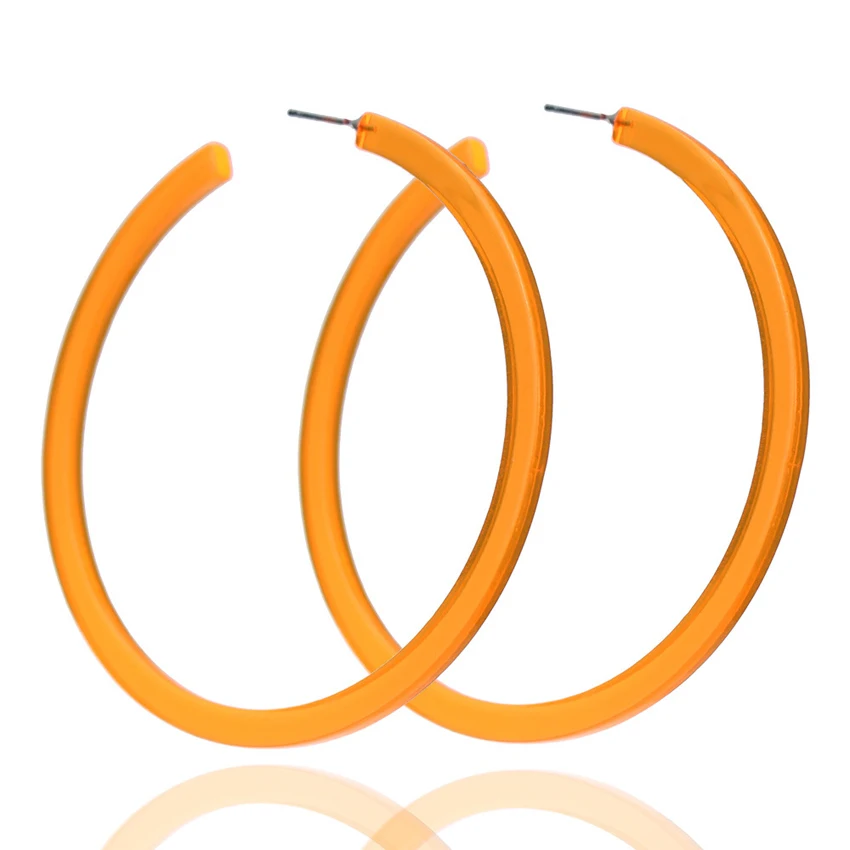 Женские большие акриловые серьги кольца массивные круглые из смолы ювелирные