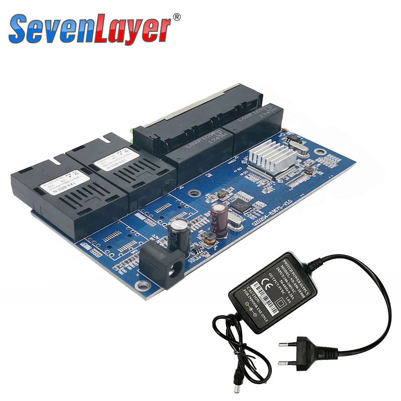 Коммутатор 10/100/1000 м 4 RJ45 UTP 2 SC гигабитный волоконно оптический медиа конвертер 2SC