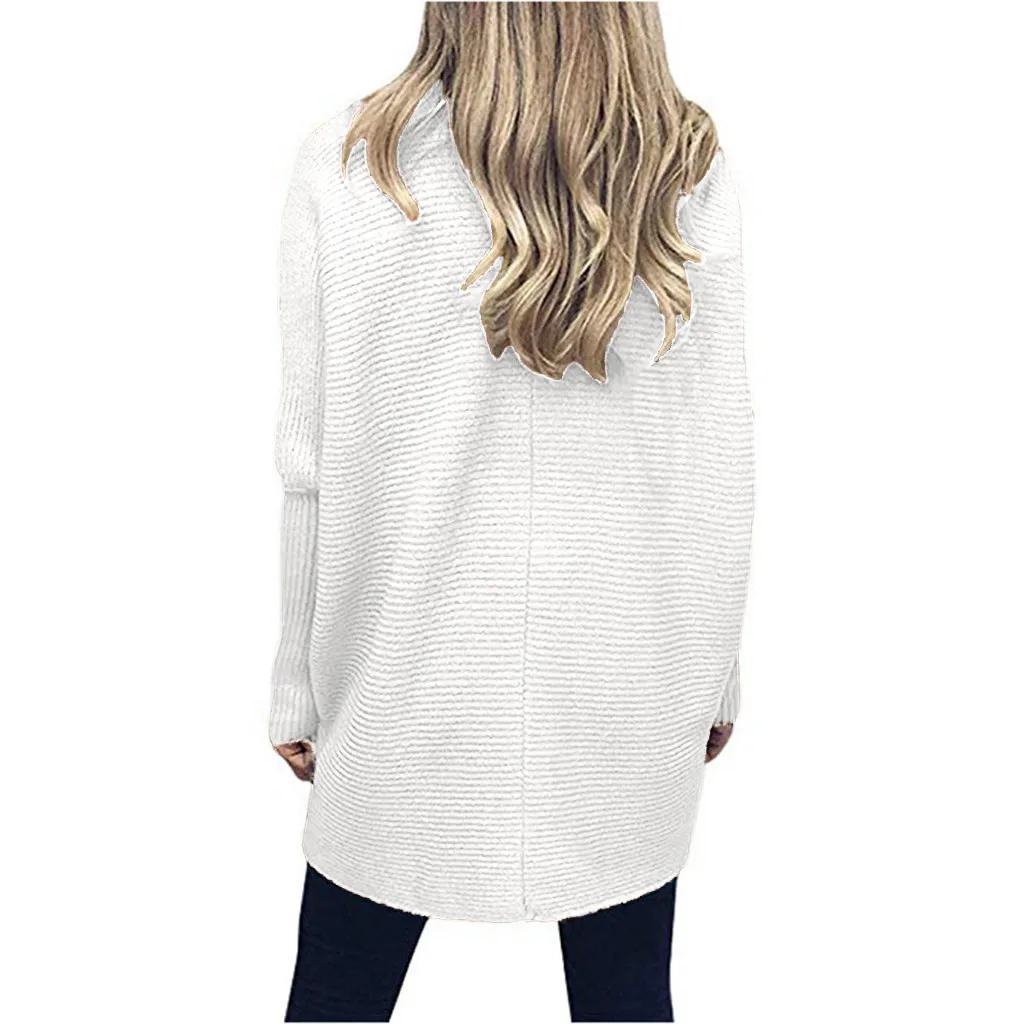 Женские свитера модные осенние зимние повседневные однотонные с длинным рукавом