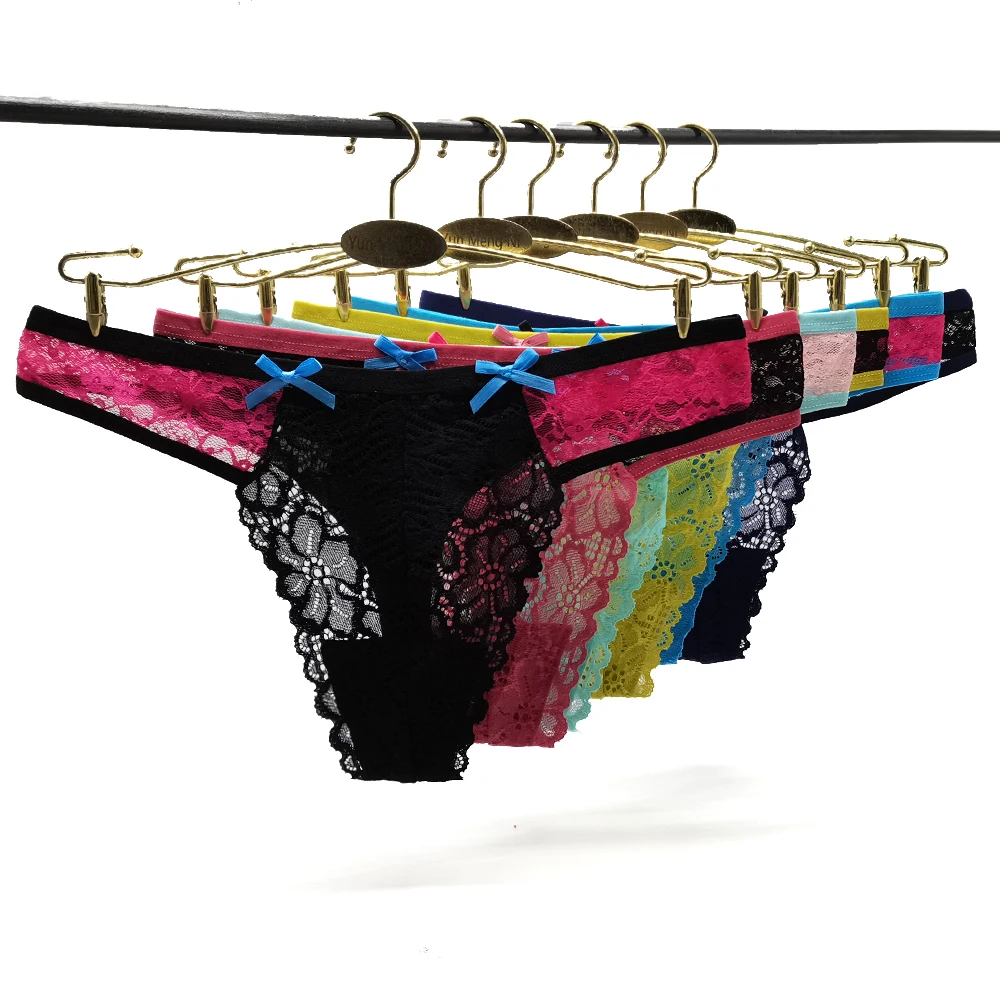 

6 Pieces Women's Lace G-String Thong Panties Woman Underwear Female Sexy Lingerie Pantys Intimates Ladies Low-Rise Tanga Mujer