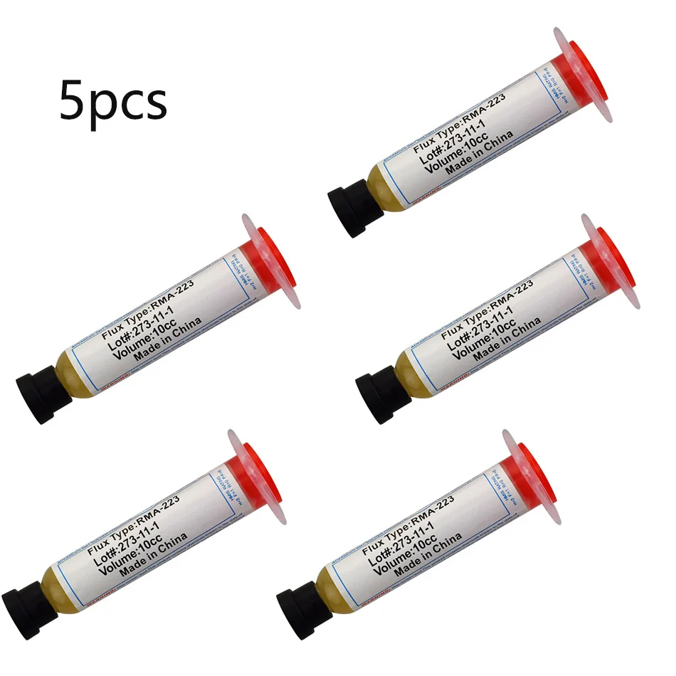 5pcs 5 шт. 10cc в форме иглы RMA PCB PGA BGA SMD 223 паста для флюсовой пайки гибкий наконечник шприца флюс паяльной пасты смазки ремонт Solde - Цвет: 5pcs