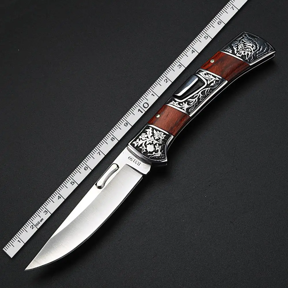 

Outdoor folding knife camping hunting folding knife wooden handle knife self-defense self-defense knife tactical knife