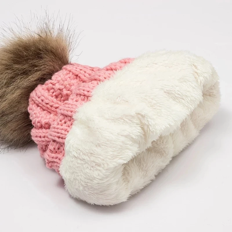 

Hot Sale TRUENJOY Women Winter Beanie Hat Thicken Warm Knitted Beanies Female Soft Plus Velvet Skullcap Bonnet Pompom Hats