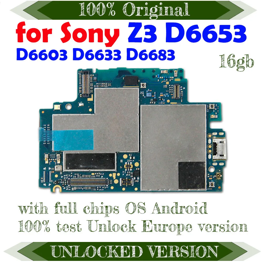 Разблокированная материнская плата 16 Гб для Sony Z3 D6653 D6633 D6683 с системой Android 100%