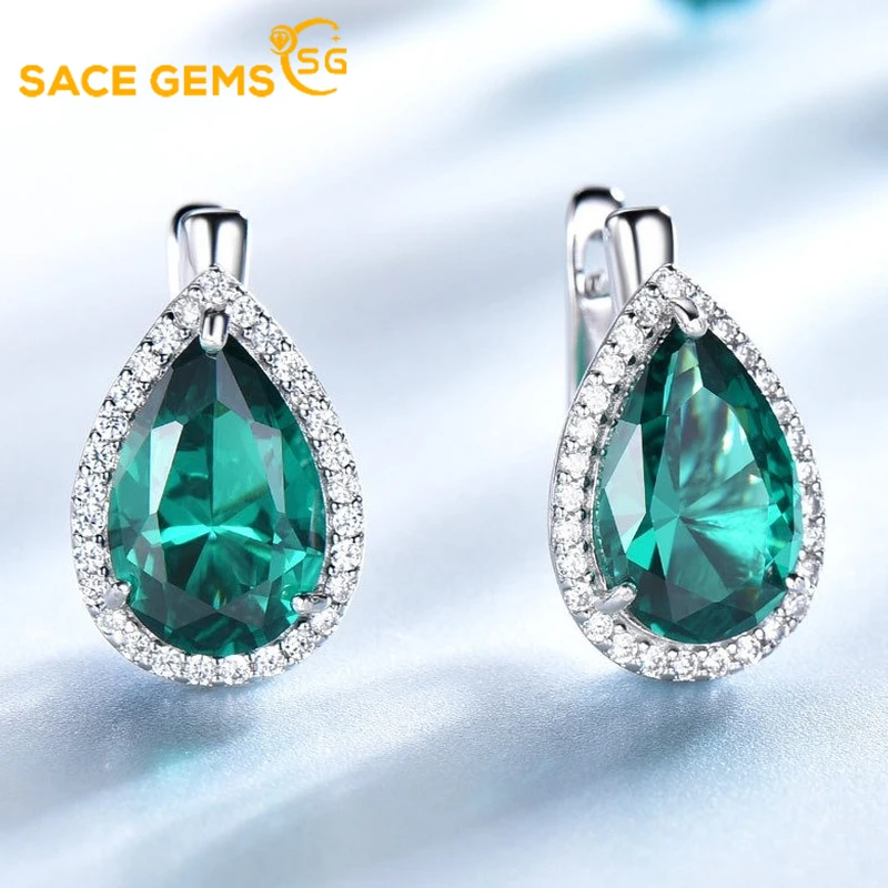 

SACE GEMS Fashion Best-selling Fashion Nano Sky Blue Gem Diamond Clip Eardrop S925 Sterling Silver Earrings Fine Jewelry