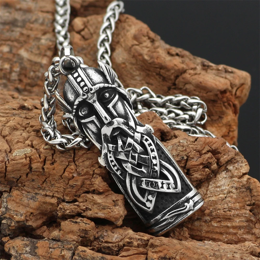 Мужской Амулет из нержавеющей стали Vikings Warrior норвежский кулон шлем с рожками