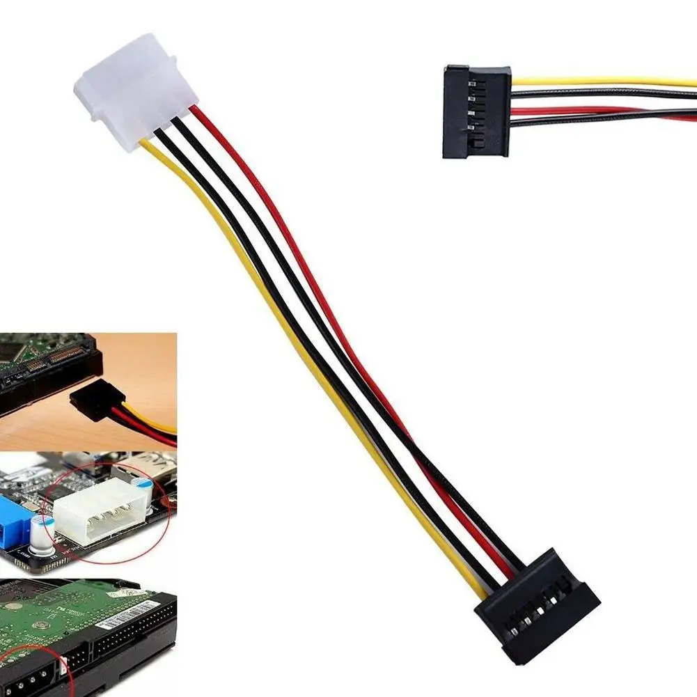 

SATA Power Extension Cable Serial ATA 15pin Male to Molex IDE 4pin Female Power Supply for HDD Hard Disk Hard Drive