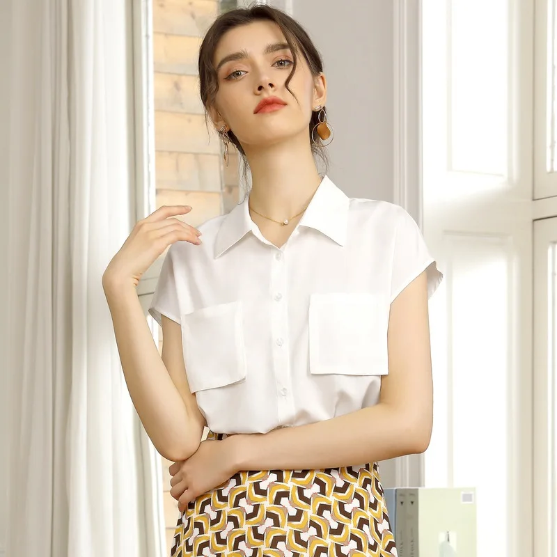 2022 summer women loose blouse fashion simple sleeveless three-dimensional stitching chiffon shirt women