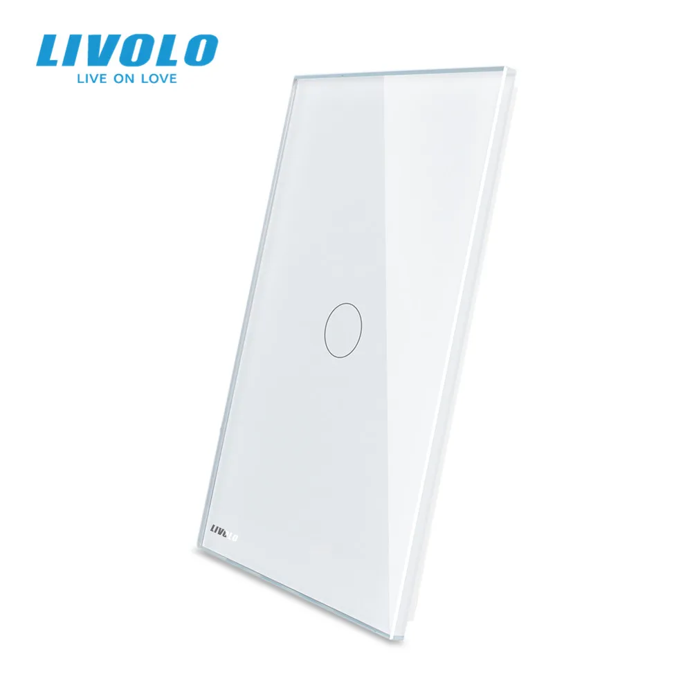 Стеклянная панель Livolo стандарта США класса люкс 125 мм белая не выключатель все