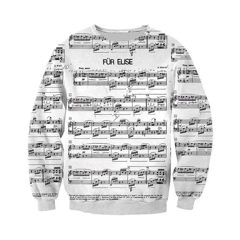 

3D printed to Alice piano notes fashion zipper casual shirt Street hip-hop Hoodie