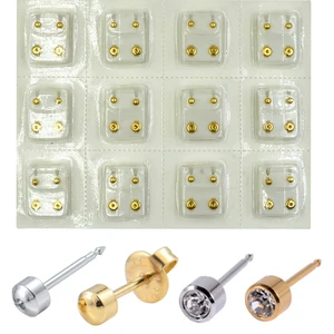 Серьги-гвоздики, из нержавеющей стали, золотого и серебряного цветов, с полной луной пирсинг для хрящевой части уха, для козелка (не для использования в пистолете), 12 пар