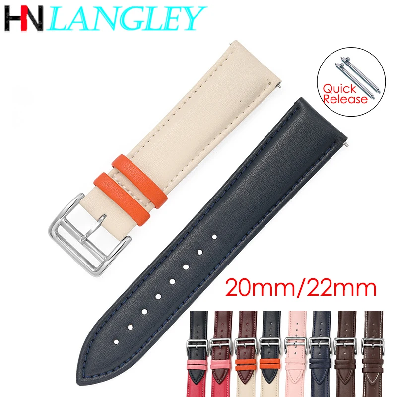 

Colorful Genunie Leather Watchband for Samsung Galaxy Watch 42mm 46mm Galaxy Watch 3 41 45mm Band 20mm/22mm Bracelet Strap